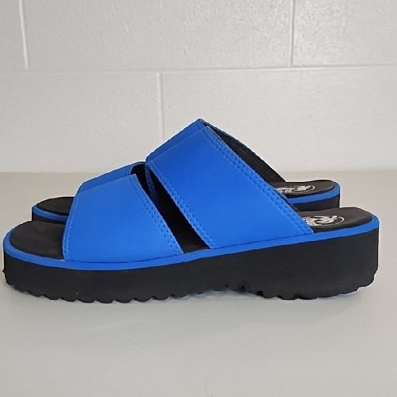 Vibrant Blue 90's Slide Sandals Platform Beach Club Seychelles - Picture 3 of 12